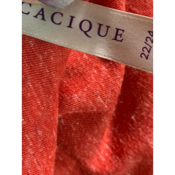 22/24 Cacique Womens Sleep Loungewear Tshirt Top Linen Blend Light Red - Picture 7 of 8